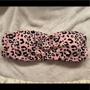Pink colada pink leopard bandeau top